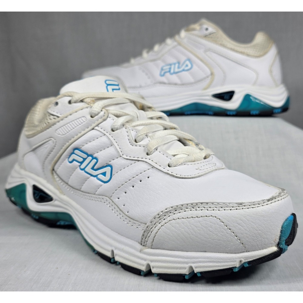 Fila Dynamic Landing System V3 White Blue Teal Athletic Walking Sneakers Shoes